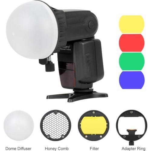 Triopo Flash Magnetic Dome Color Filter Honeycomb Grid Ball Diffuser Speedlite Accessories Kit for Godox Yongnuo Flashlight