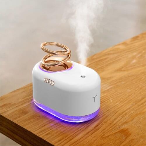 2021 New 300ML Suspended Double Ring USB Humidifier Colorful Home Night Light Small Aroma Diffuser Office Essential Oil Atomizer