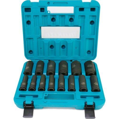 Japan Electric Car Repair Tool Accessories 1/2 Electric Pneumatic Impact Wrench Extended Length Hex Nut 14PCS Socket Set