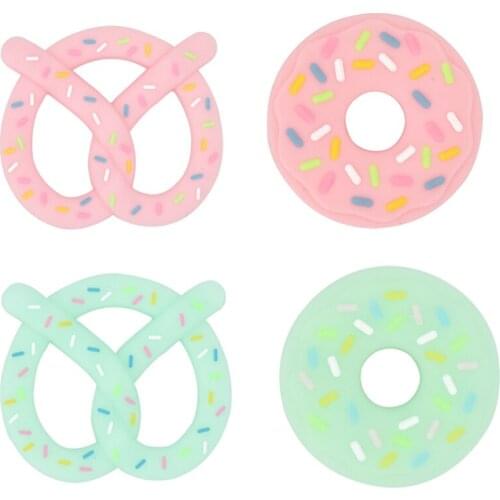 Baby Donuts Teether Toys BPA Free Silicone Chew Dental Care Toothbrush Nursing Bead Toddler Molar Teether Baby Pain Nursing Gift