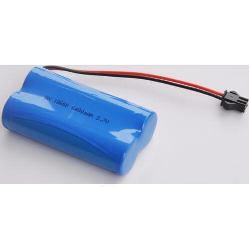 1-2PCS 3.7V Rechargeable 18650 Battery Li-ion cell 6400mah SM plug for T10 Boat Fish Finder Bait Hook Boat Carp Fishing Boat