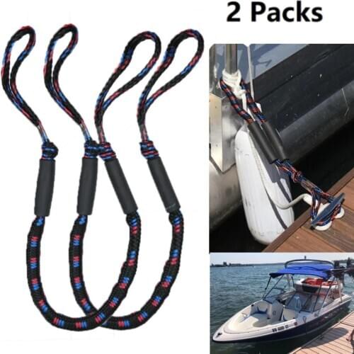 2Pcs Set Bungee Dock Line Mooring Rope for Boat 4 ft 2 Ropes Rope Bungee Cord Dockline Boats Kayak Accessories