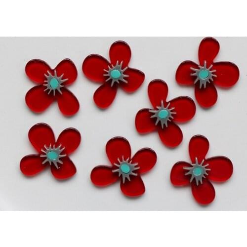 10 PCS 30mm Fashion Style Red Acrylic Flowers DIY Earrings Accessories For Jewelry Making