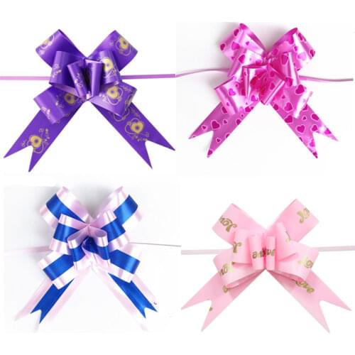 10pcs/Set Pull Bow Gift Ribbons Flower Wrappers For Wedding Events Adornment Happy Birthday Party Decoration Gifts Box Favors