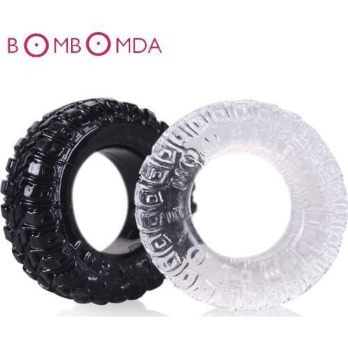 2Pcs Soft Silicone Tire Penis Rings Delay Ejaculation Cock Ring Sex Penis Enhancer Chastity Sleeve Masturbators Sex Toys For Man