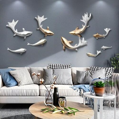 3D goldfish Home decor Home decoration wall Living Room decoration accessories Light luxury wall hanging aesthetic Room decor