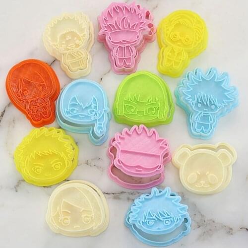 6/8/10 pcs Anime Jujutsu Kaisen Gojou Satoru Cookie Cutters Set Baking Press Stamp Embosser Sugar Pasty Cake DIY Bakery Mold