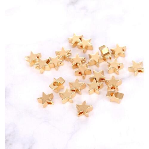 6mm Gold Silver Simple Round Hole Star Beads Necklace Pendant Copper Charms For Women Jewelry Making Accessories Wholesale 50PCS