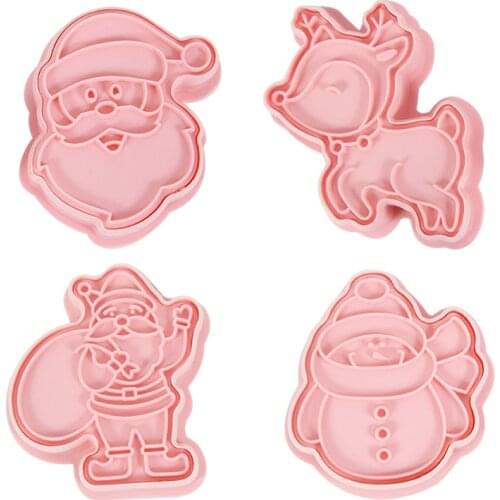 6Pcs 3D Christmas Cookie Cutters Mold Santa Claus Elk Sugarcraft Dessert Embossing Mould Christmas Baking Tools for Home