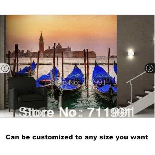 Free shipping Sunset La Gondolas Wall Mural wallpaper