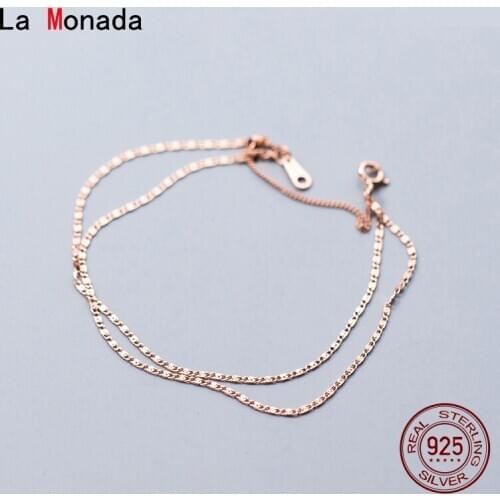 La Monada Fine Silver 925 Jewelry Bracelet Female Woman Two Layer Chain Minimalist Bracelets For Women Silver 925 Sterling