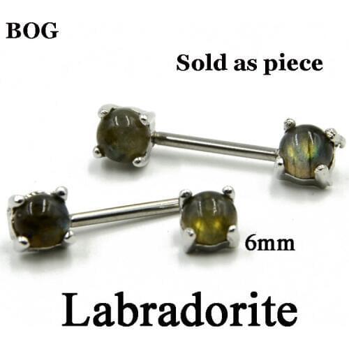 1 Piece 316l Surgical Steel Labradorite Nipple Barbell Ring Nipple Bar Stone Nipple Piercing Fashion Sexy Jewelry 14g
