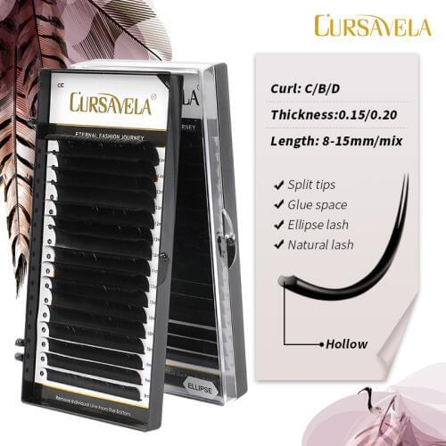 CURSAVELA Lashes Extension 16 Line Split Tips Eyelash Extension Matte Flat Ellipse Magnetic Fake Lashes Makeup 3D Mink Lashes