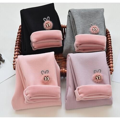 Kids Thick Warm Leggings Girls Spring Autumn Trousers For Children Cartoon Skinny Pencil Pants Home Wear Fashion Girls Leggings
