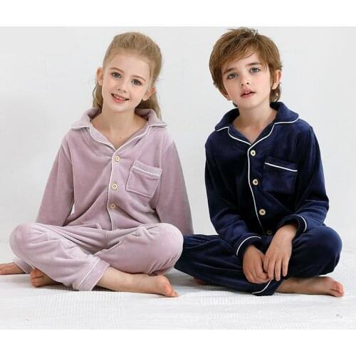 Childrens Pajamas Set Autumn And Winter Kids Homewear Flannel Warm Toddler Sleepwear Boys And Girls' Pajamas 4-20Y Home Clothes