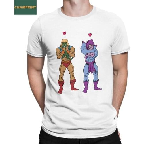He-Man And Skeletor Snuggle Break T Shirts Men Pure Cotton T-Shirts Masters Of The Universe Tee Shirt Summer Clothes New Arrival