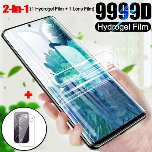 2in1 Hydrogel Film for Samsung Galaxy S20 FE A12 A02S A71 A51 A42 Curved Screen Protector Film For A 12 A 02S s 20FE Lens Glass