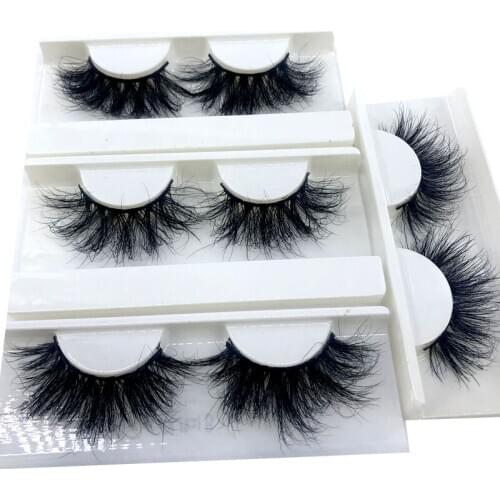 HBZGTLAD 50 Pairs Wholesale 25mm 3D Mink Eyelashes 5D Mink Lashes Packing In Tray Label Makeup Dramatic Long Mink Lashes