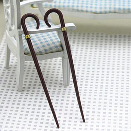1/12 Dollhouse Miniature Accessories Simulation Mini Vintage Gentleman Walking Stick Crutch Model Toy for Doll House Decoration