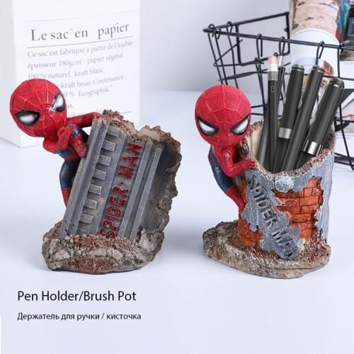 Disney Spiderman Pen Holder Creative Adult/Student Stationery Desktop Storage Resin Pen Container Brush Pot Home/Office Supplies