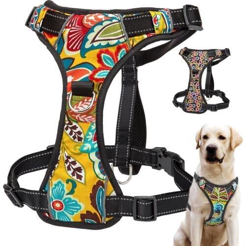 Nylon Harness for Dogs Quick Control Pet Harness Reflective Adjustable Vest No Pull For Medium Large Dogs Walking XS-XL
