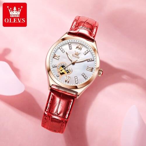OLEVS Women Watches Top Brand Womens Automatic Mechanical Watch Reloj Mujer Waterproof Ladies Dress Wristwatch New Female Clock