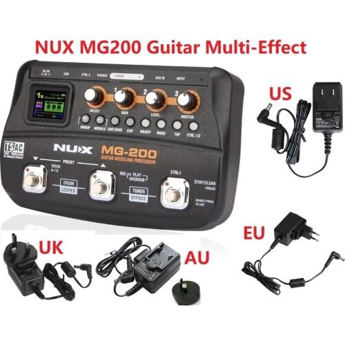 NUX MG200 MG-200 Guitar Processor Multi Guitar Effect Pedal 55 Effects 70s Recording Guitar Looper Drum Machine Pedal Adapter