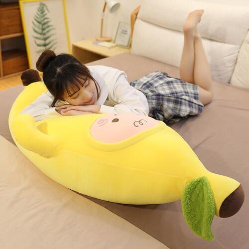 Banana pillow for girls sleeping on the bed with legs clamped doll long pillow large doll cute plush toy