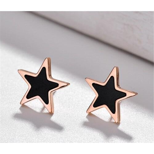 316L Stainless Steel Five-pointed Star Geometric Rose Gold Titanium Steel Simple Ladies Earrings Never Fade