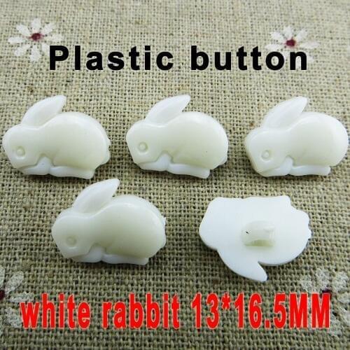 100PCS white Rabbit Button animal shape Colors Dyed Plastic cartoons buttons coat boots sewing clothes accessory P-243G