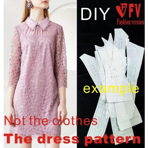 Spring and summer lapel lace dress pattern womens sewing structure design drawings BLQ-476