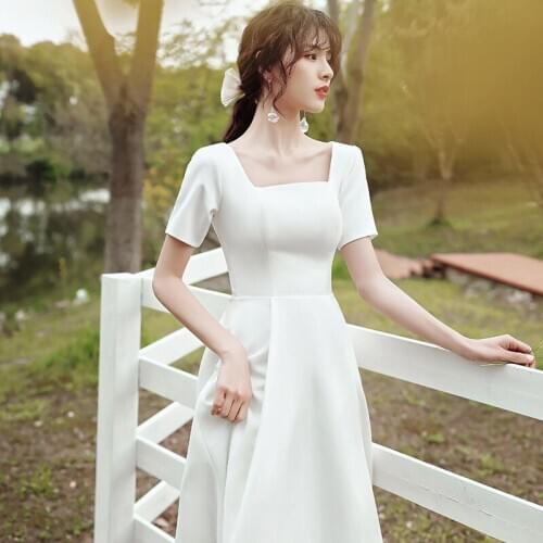Simple Boat Neck Short Sleeve Formal Evening Dress 2021 New Elegant A-line Evening Dresses Robe De Soiree Customize