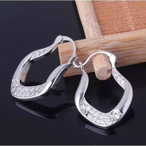 2020 New Trendy Geometry Shape Zircon Hook Earrings For Women Gold/Silver Color Female Jewelry Wedding Party Valentine Gifts