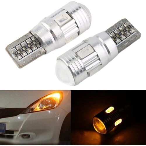 10X T10 501 W5W Car Sidelight Bulb Error Free Canbus 6SMD LED Xenon Yellow Built in Resistor to Prevent Repeat Flickering