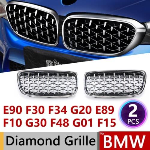 2pcs Diamond Grille Racing Grills for BMW E90 F30 F10 G30 G11 X1 F48 X3 G01 X5 E70 F15 X6 E71 F16 Z4 E89 3 5 7 Series Trim Grill