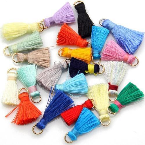 24pcs/lot 25mm Colorful Tassels Fringe DIY Key Chain Earrings Accessories Rayon Tassels For Creative Jewelry Fashion Decoration
