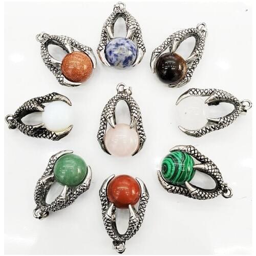 24x37mm Natural Semi-precious Stone Pendants Dragon Claw Pearl Pendant Retro Male Gemstone Pendant DIY Necklace Accessories