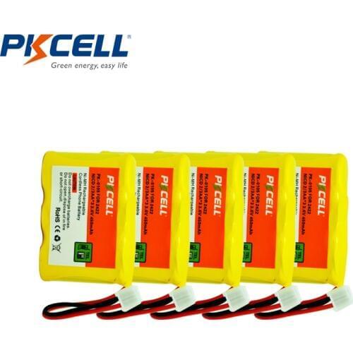 5pcs Ni-Cd Battery Pack 2/3AA 450mAh 3.6V Cordless Phone Battery ATT AT&T 2422 JST-HER-2P Replacement (PK-0105)