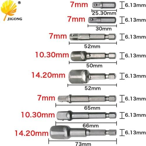 JIGONG 8pcs Chrome Vanadium Steel Socket Adapter Power Set Hex Shank To Extension Drill Bits Socket Bit Adapter Drill