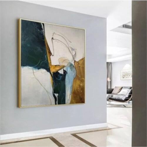 Handmade Abstract Painting Minimalist Painting Beige Painting Green Painting Large Wall Art Canvas Painting Modern Home