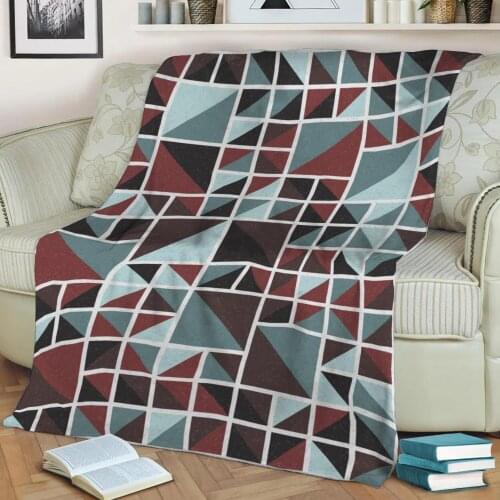 Abstract Geometric Pattern 3D Printed Velvet Plush Throw Fleece Blanket Bedspread Sherpa Blanket Home Decora