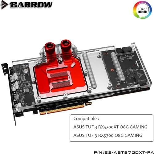 Barrow GPU Water Block for ASUS TUF RX5700XT,5700 O8G GAMING Full Cover graphics card GPU Cooler BS-AST5700XT-PA,heatsink