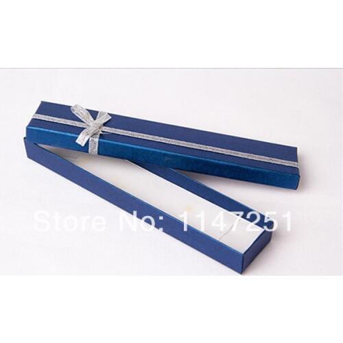 Free Shipping 12pcs 20x4x2cm Blue Paper Necklace Box Wedding Decoration Jewelry Bracelet Necklaces Packaging Display Box Case