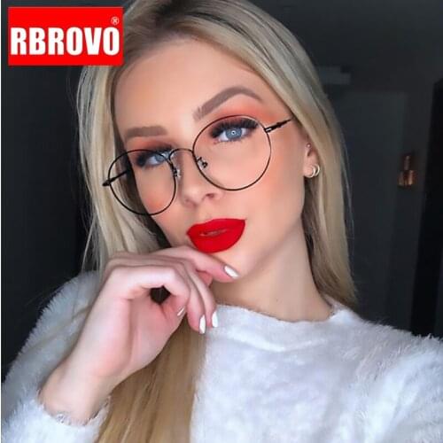 RBROVO Rose Gold Irregular Round Oversized Glasses Frame Optical Transparent Anti Blue Light Glasses Fashion Metal Big Eyewear