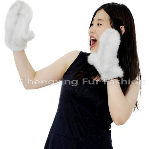 CX-A-60W Pretty Stylish Hand Crochet Knitting Fingerless Mink Fur Winter Gloves