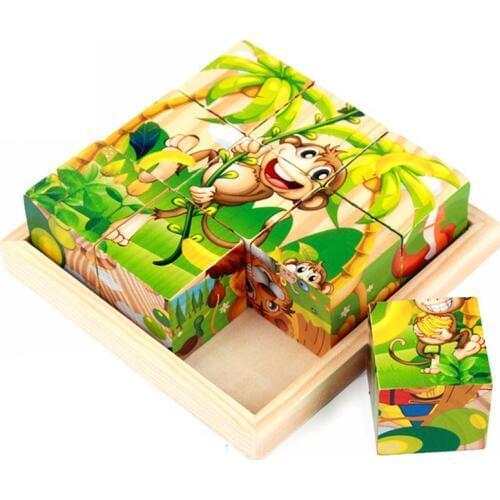Kids Wooden 3D Puzzle Educational Toys For Children Scratchable Latex Baby Montessori Material Bricks Puzzles Teaching Aids