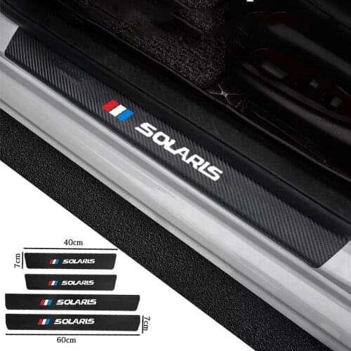 For Hyundai Solaris 2017 2018 2019 2020 Accessories Car-Styling 4Pcs Leather Carbon Fiber Car Door Sill Guard Protector Sticker