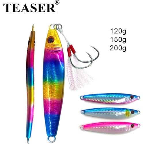 TEASER S Shape 120g 150g 200g Slow Sinking Fishing Lure Jig Shore Cast Spoon Sinking Slow Falling Lure Hard Bait Fishing Tackle