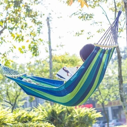 240x150CM Double Person Hammock Canvas Camping Hammocks Wooden stick Prevent Rollover Bar Garden Camping Swing Hanging