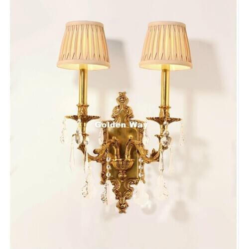 European Style W35cm H56cm Antique Brass E14 Decora Wall Lamp Living Room Wall Light Lamparas de pared applique murale Luminaire